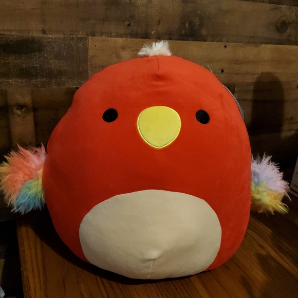 Squishmallow 14" Paco the Parrot Soft Red Plush Kellytoy Rainbow Fuzzy Wings NWT - Picture 10 of 10